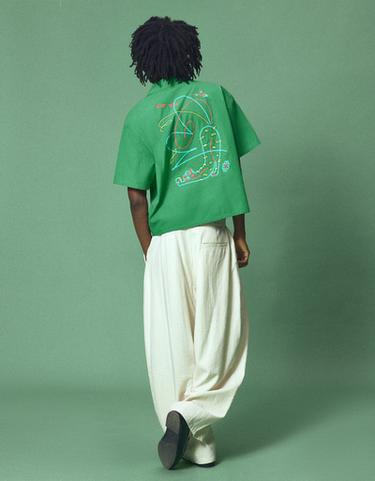 Short sleeve print shirt JUN IONEDA — Green 2