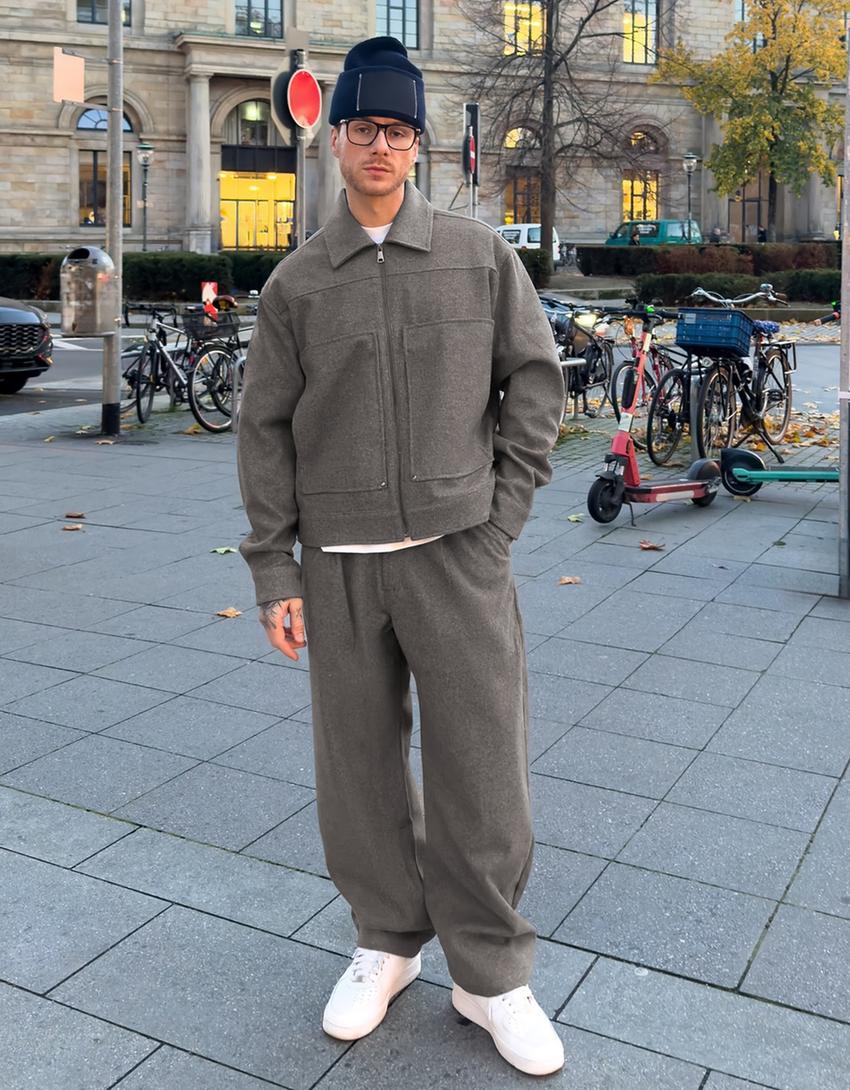 Balloon fit pazen pantolon-Koyu gri