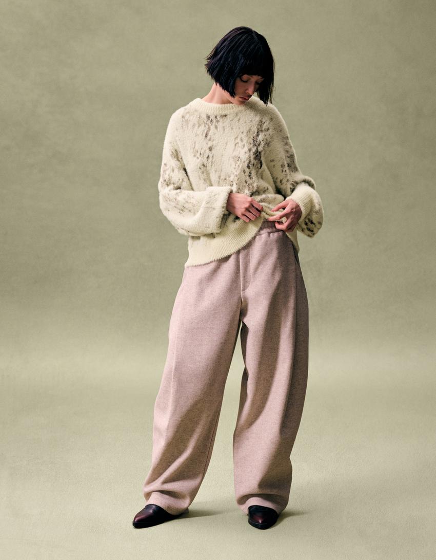 Suéter jacquard animal print-Cru