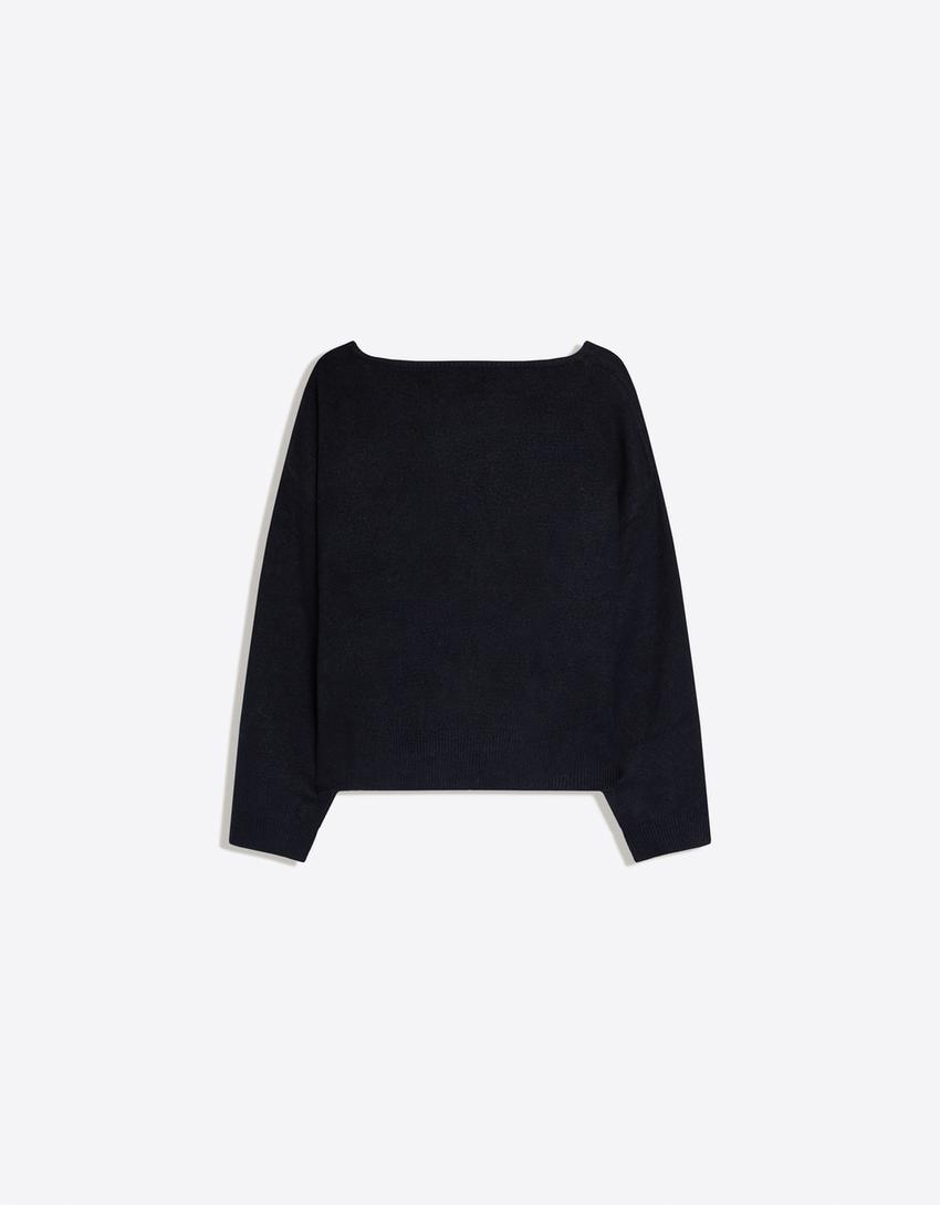 Jersey cuello pico oversize soft touch-Azul