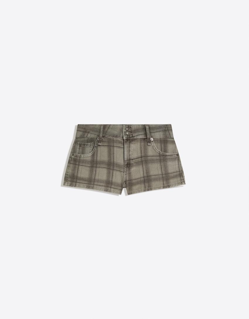 Karierte Shorts mit Doppelknopf-0-897