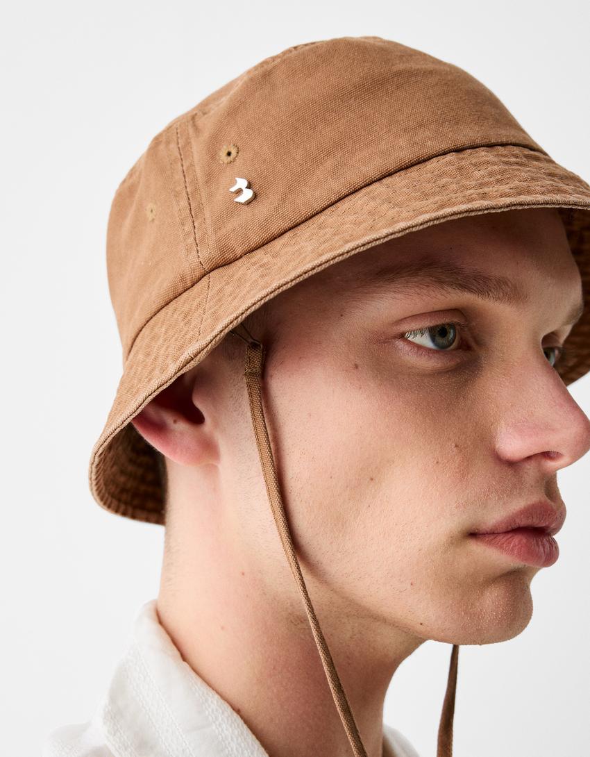 Faded-effect bucket hat-Brown-3
