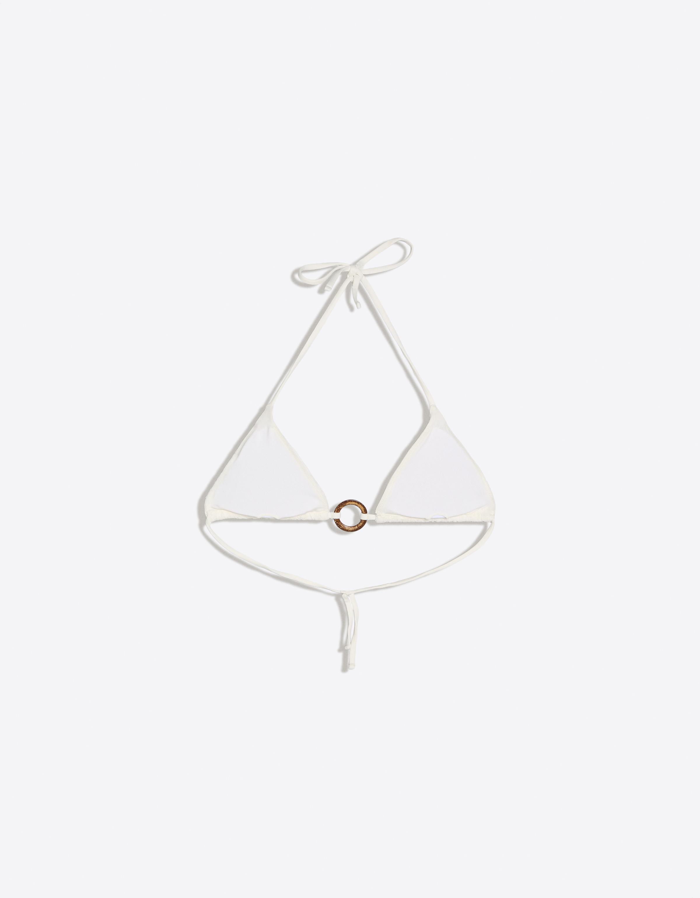 Lace triangle bikini top — Cream