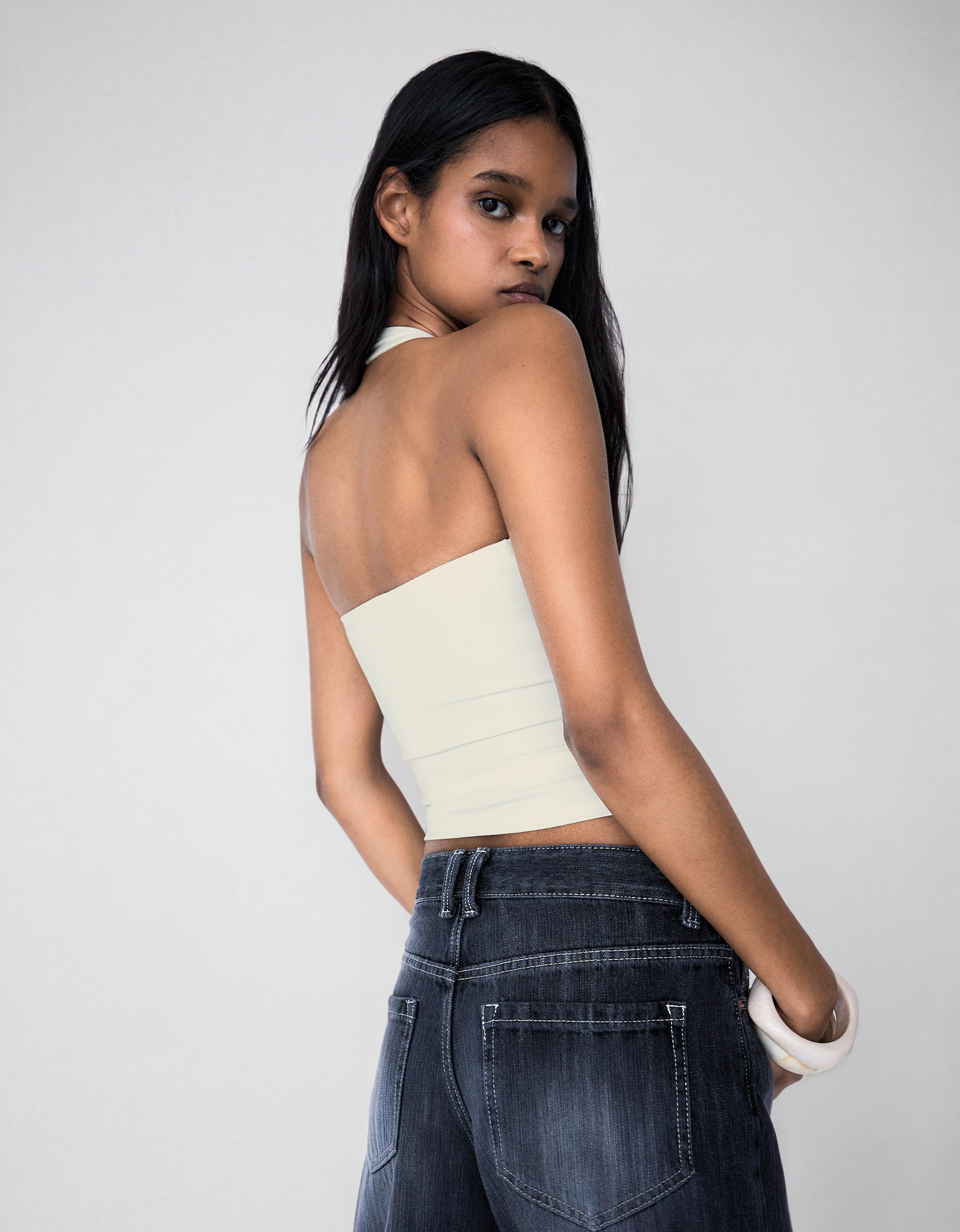 Halter yaka düğmeli bluz - Görsel 46