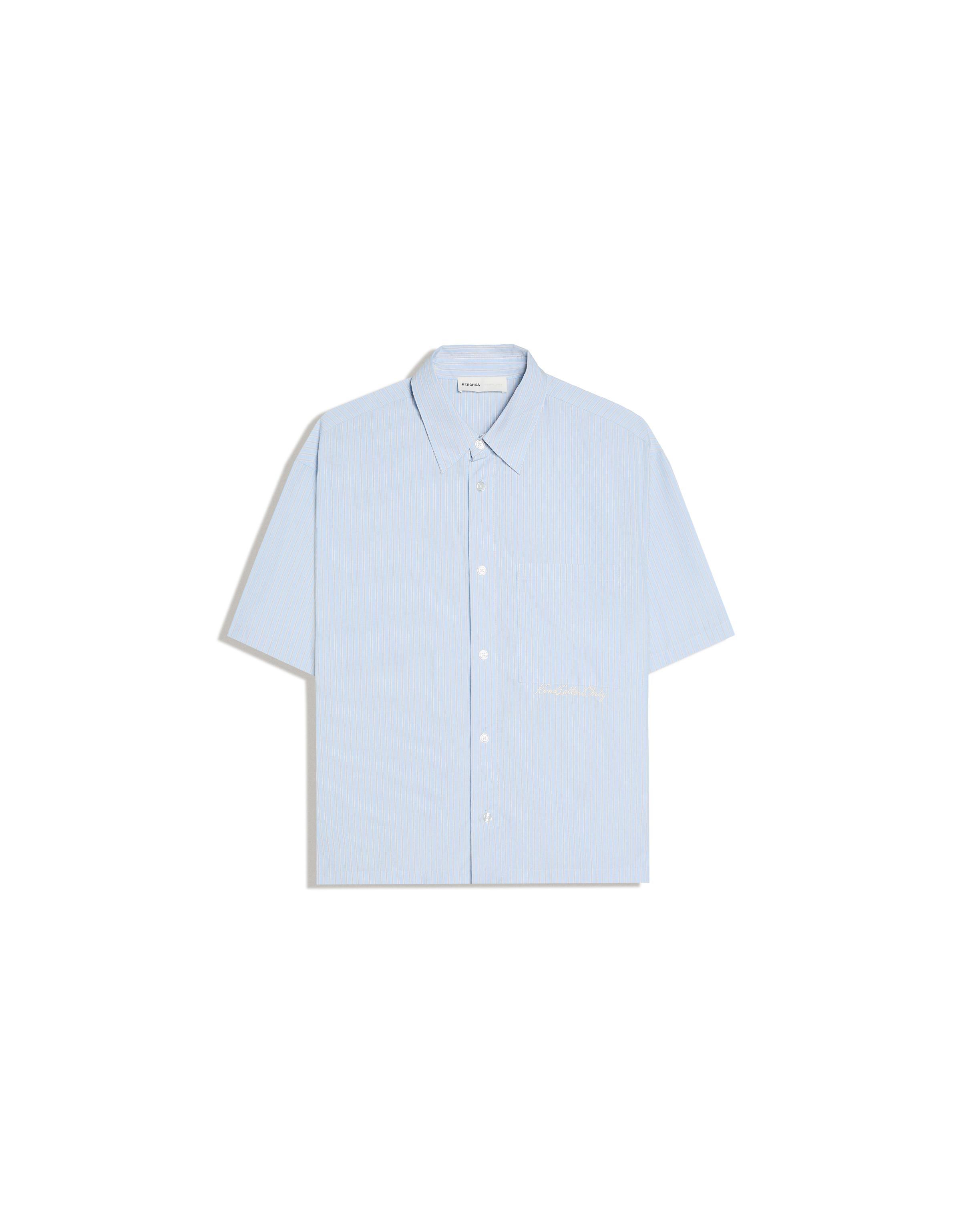 Boxy fit short sleeve embroidered shirt — Light blue