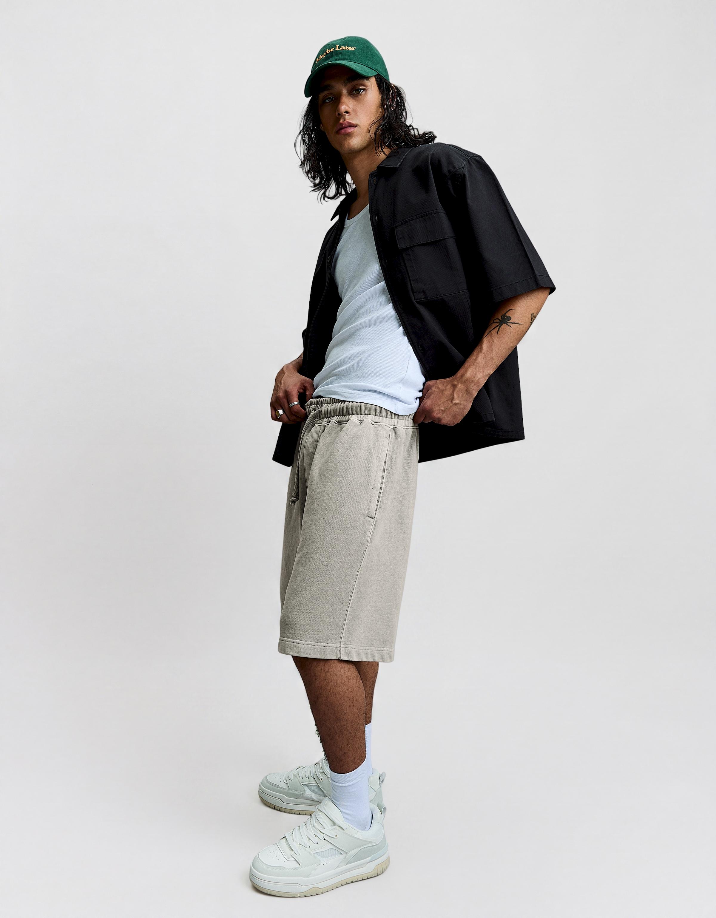 Boxy print Bermuda shorts — Grey