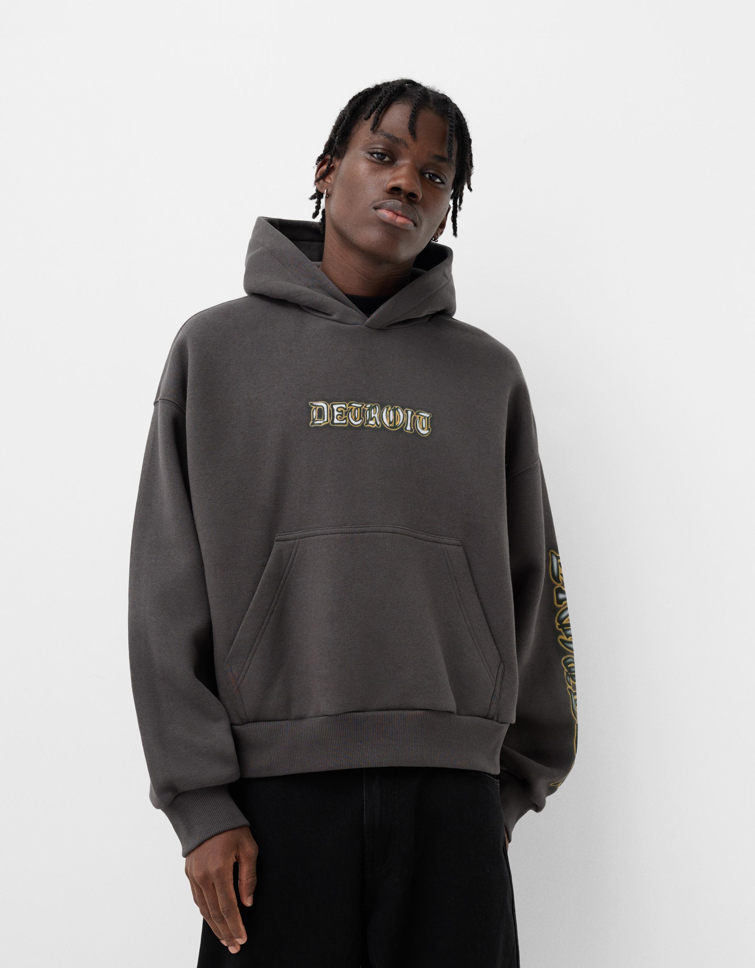 Bershka Cropped-Hoodie Mit Kapuze Herren S Dunkelgrau