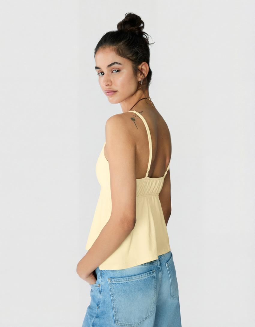 Strappy peplum top-Yellow