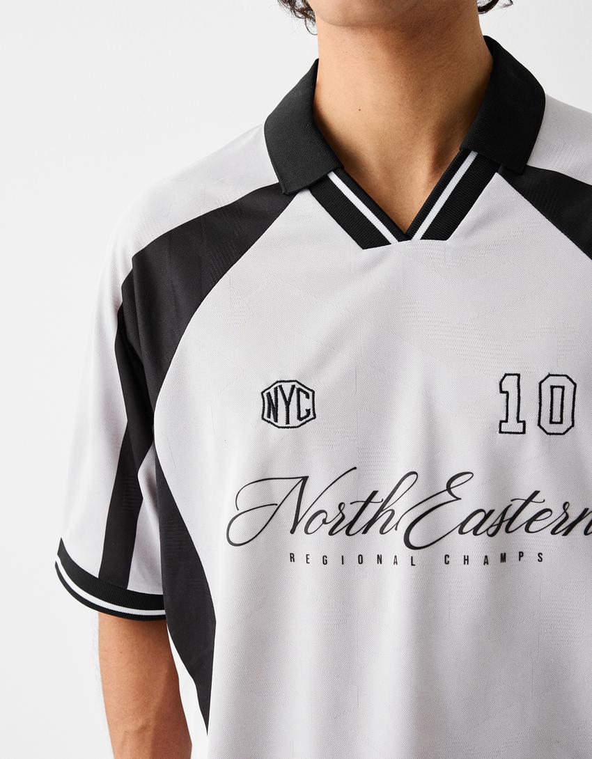 Short sleeve sports jacquard T-shirt-Grey