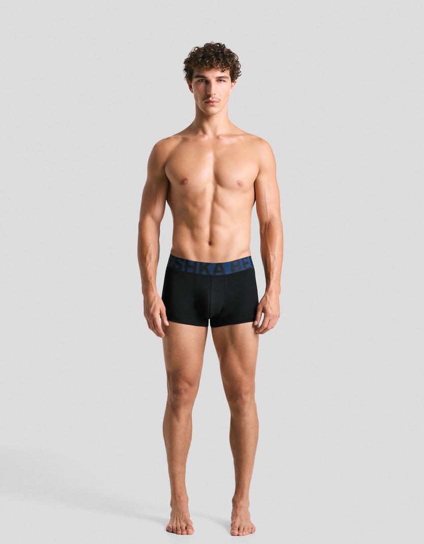 Lot de 3 boxers à large ceinture-Bleu
