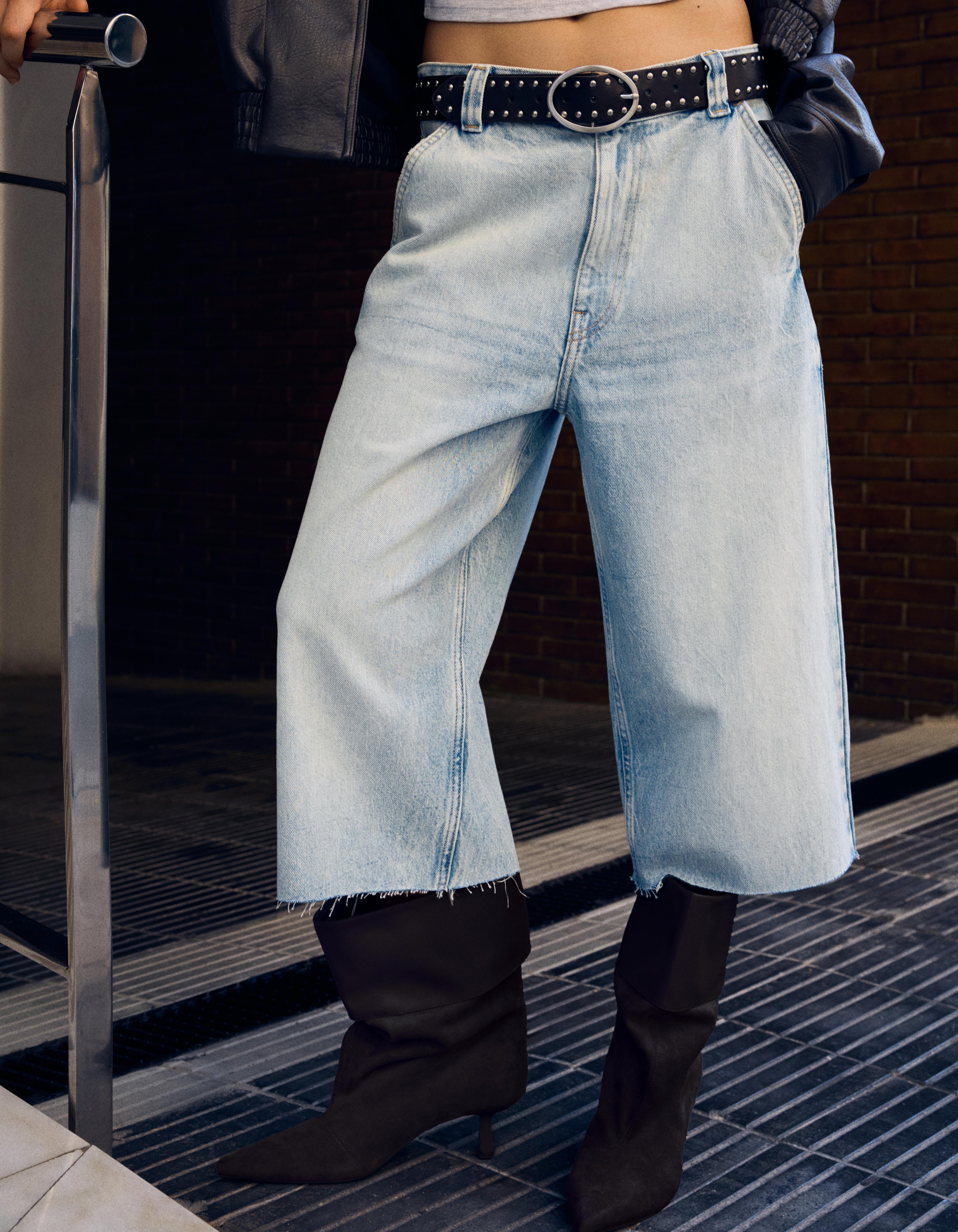 Denim skater jorts — Light blue