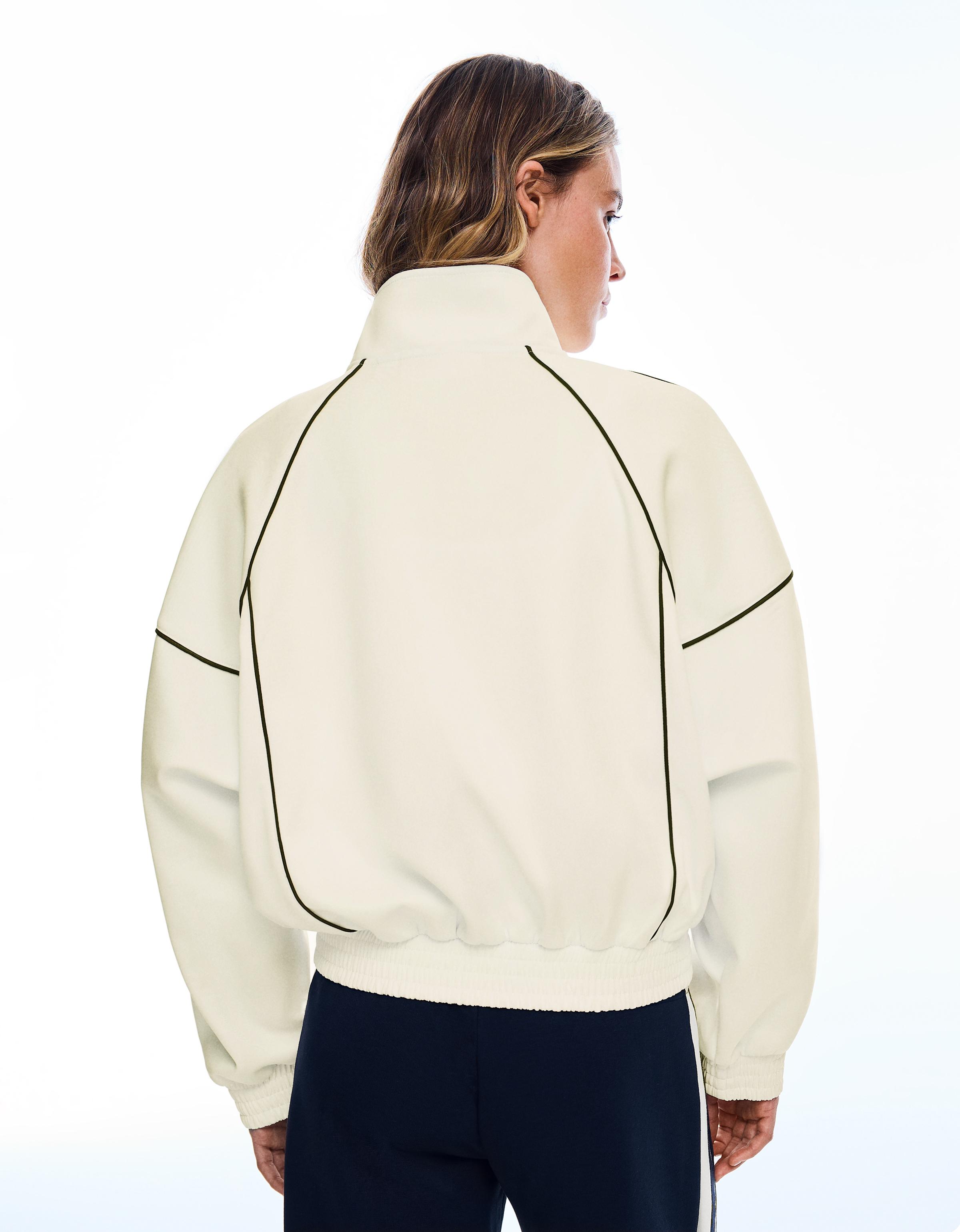 Contrast high neck jacket — Cream