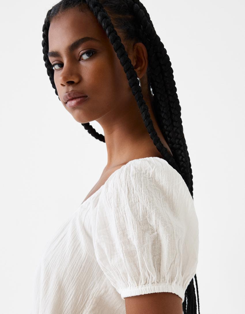 فستان قصير ريفي بكشكش-أبيض مطفي-6