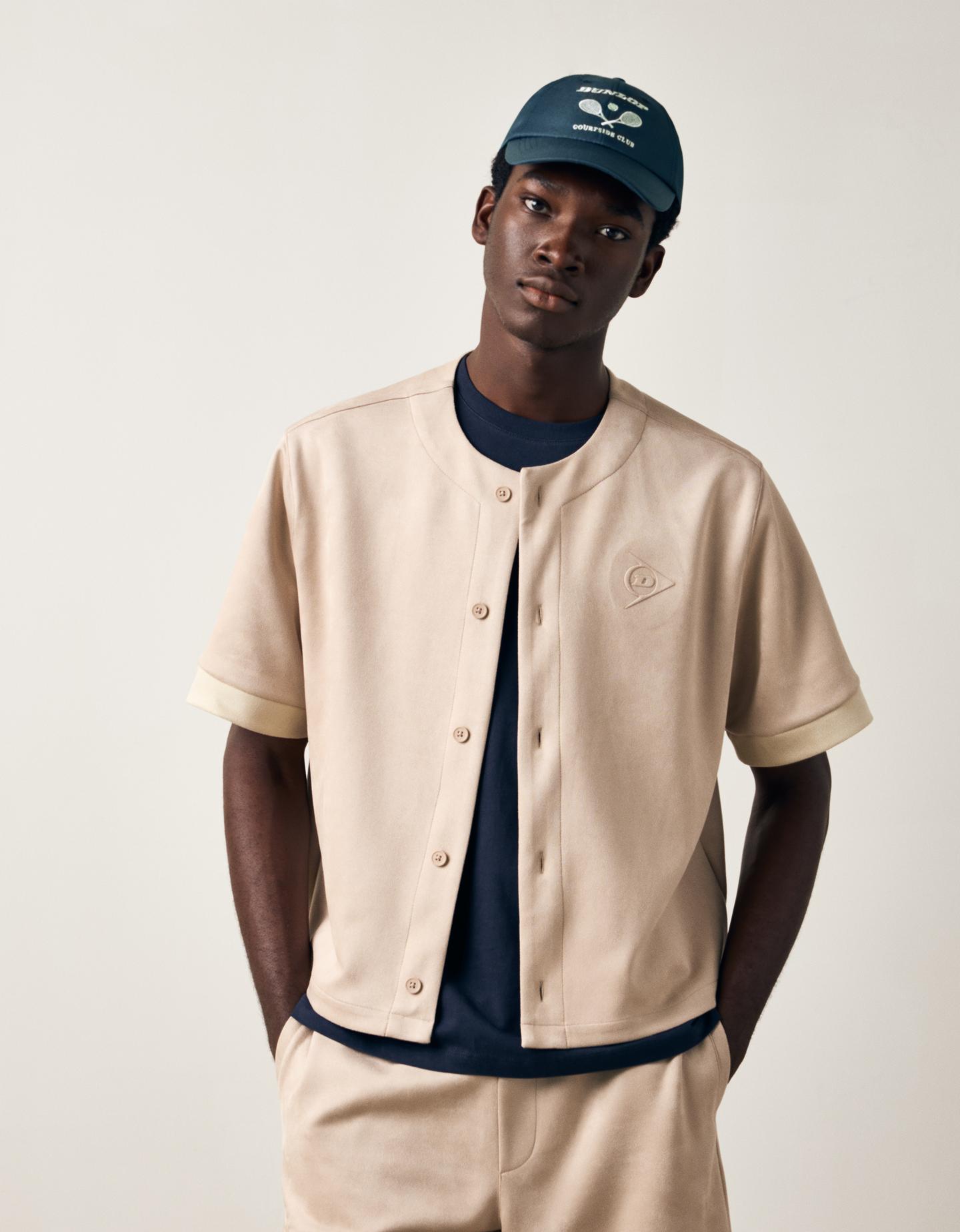 Bershka Camicia A Maniche Corte Effetto Camoscio Dunlop Uomo S Sabbia