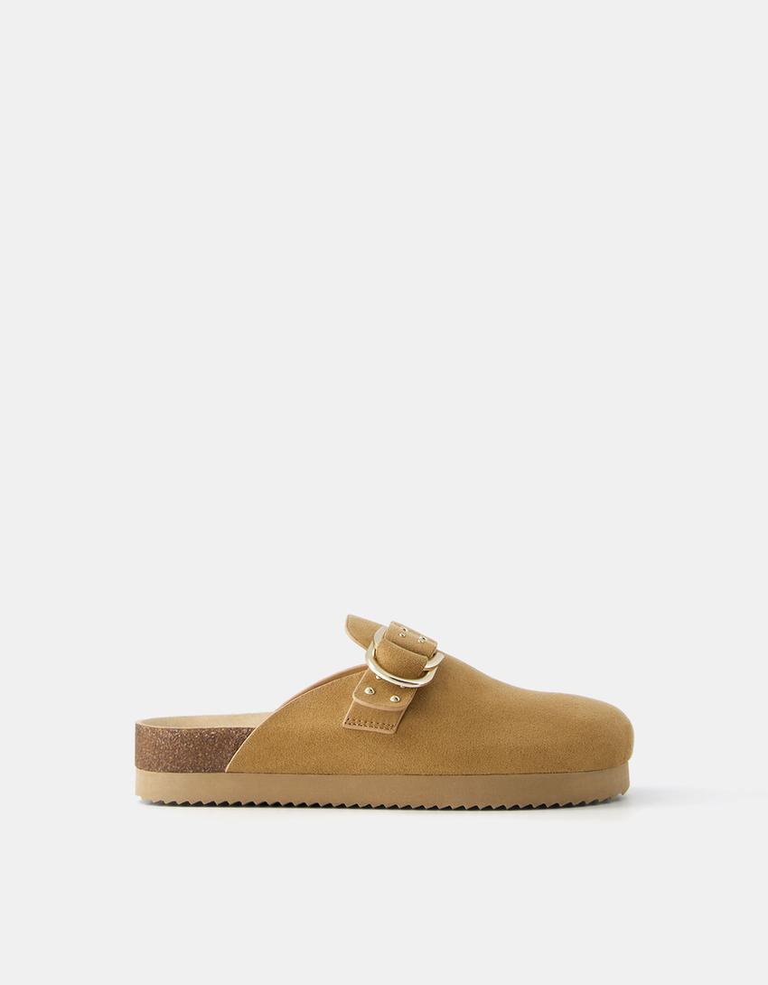 Buckled clogs with stud details-SAND-5