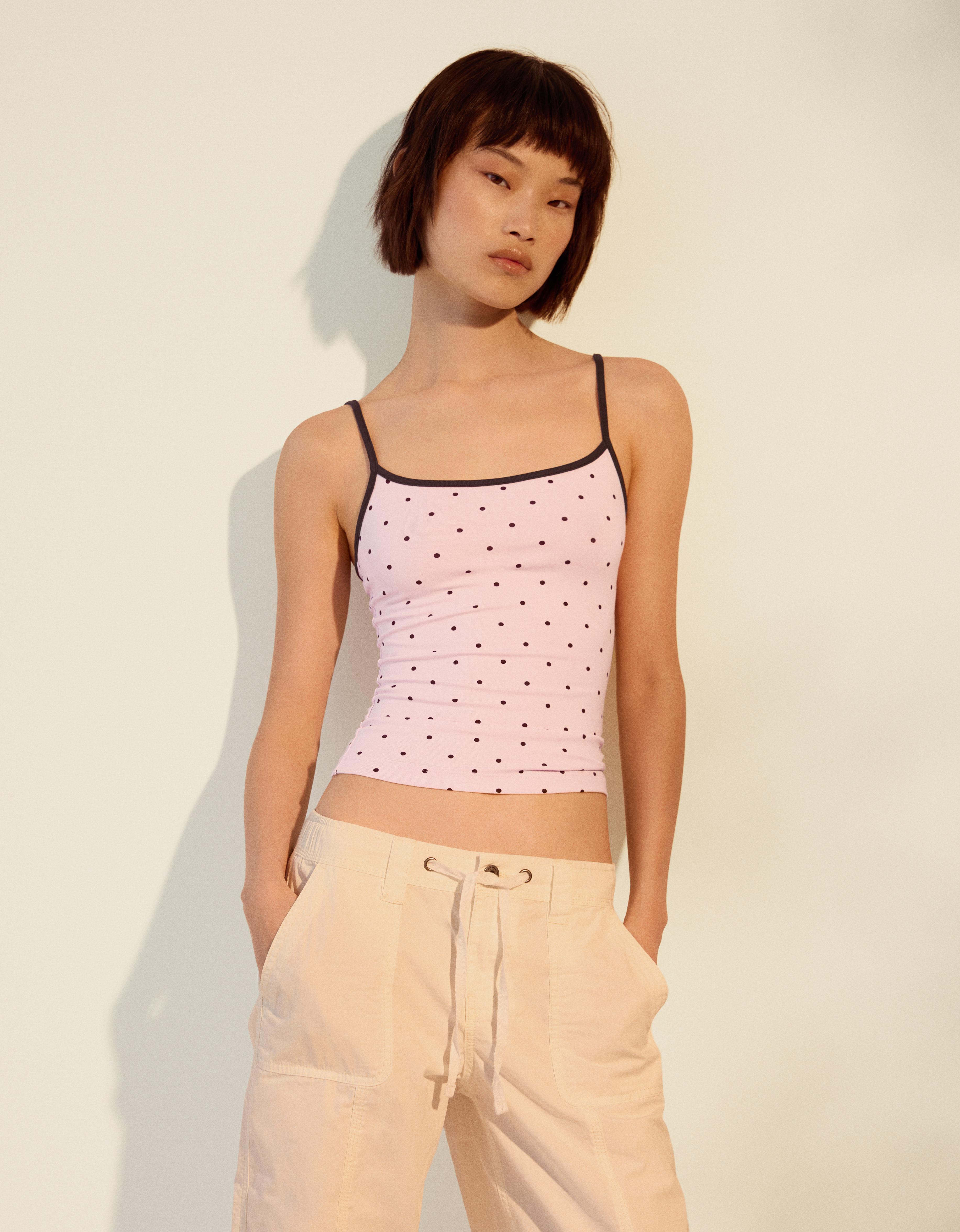 Contrast strappy top — Pink