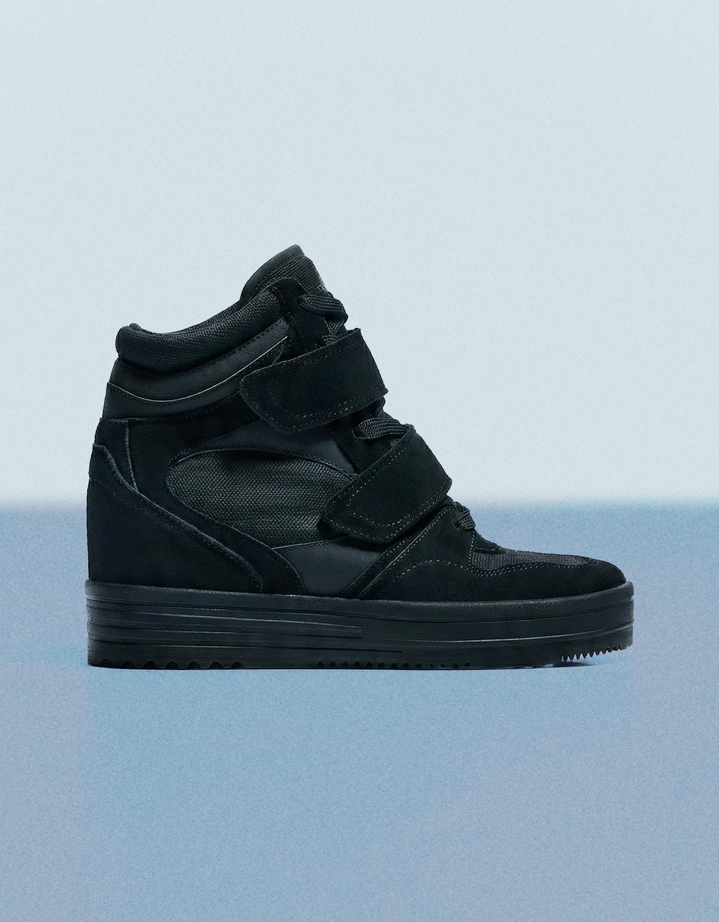 High-top sneakers with internal wedge — BLACK