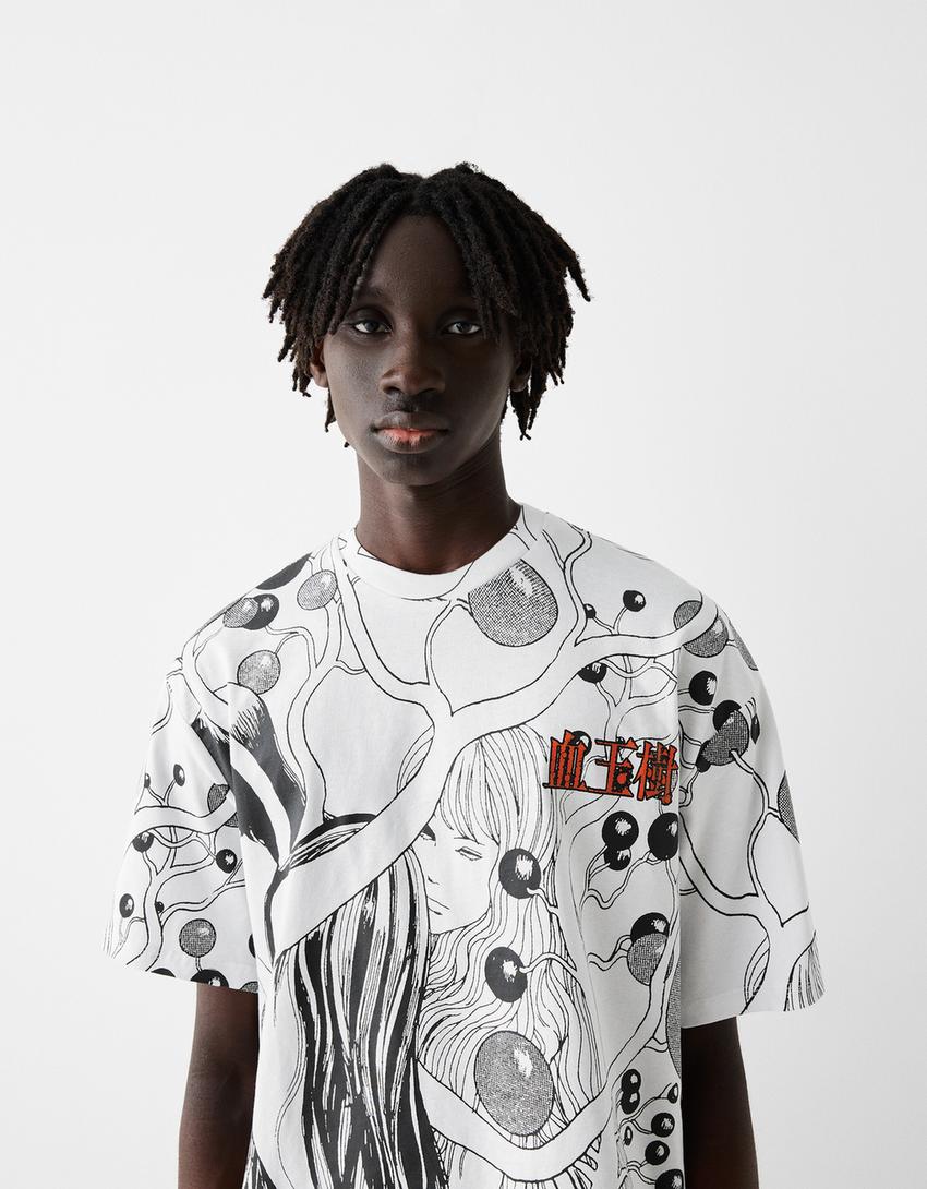 T-shirt manches courtes boxy fit imprimé Junji Ito Collection-Noir-2