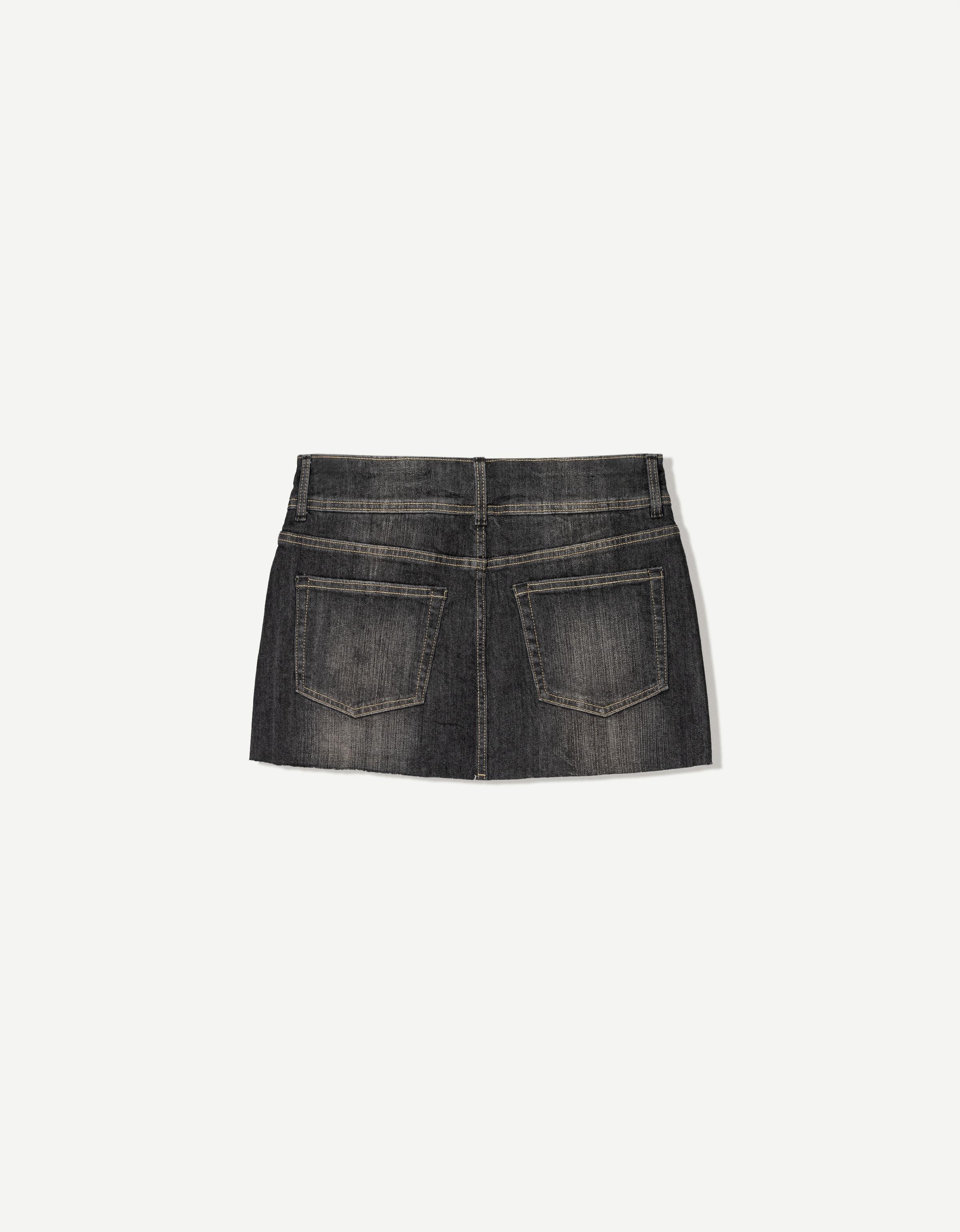 Denim mini skort — Black