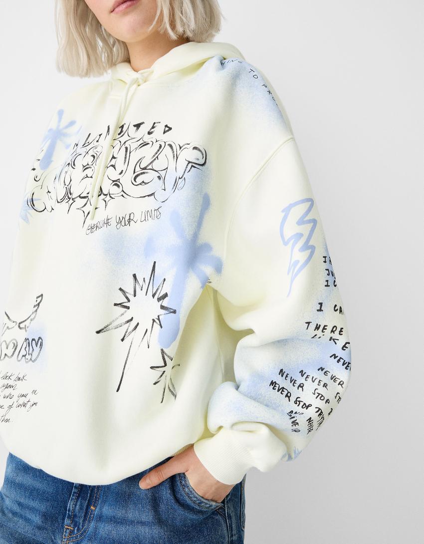 Printed hoodie-White