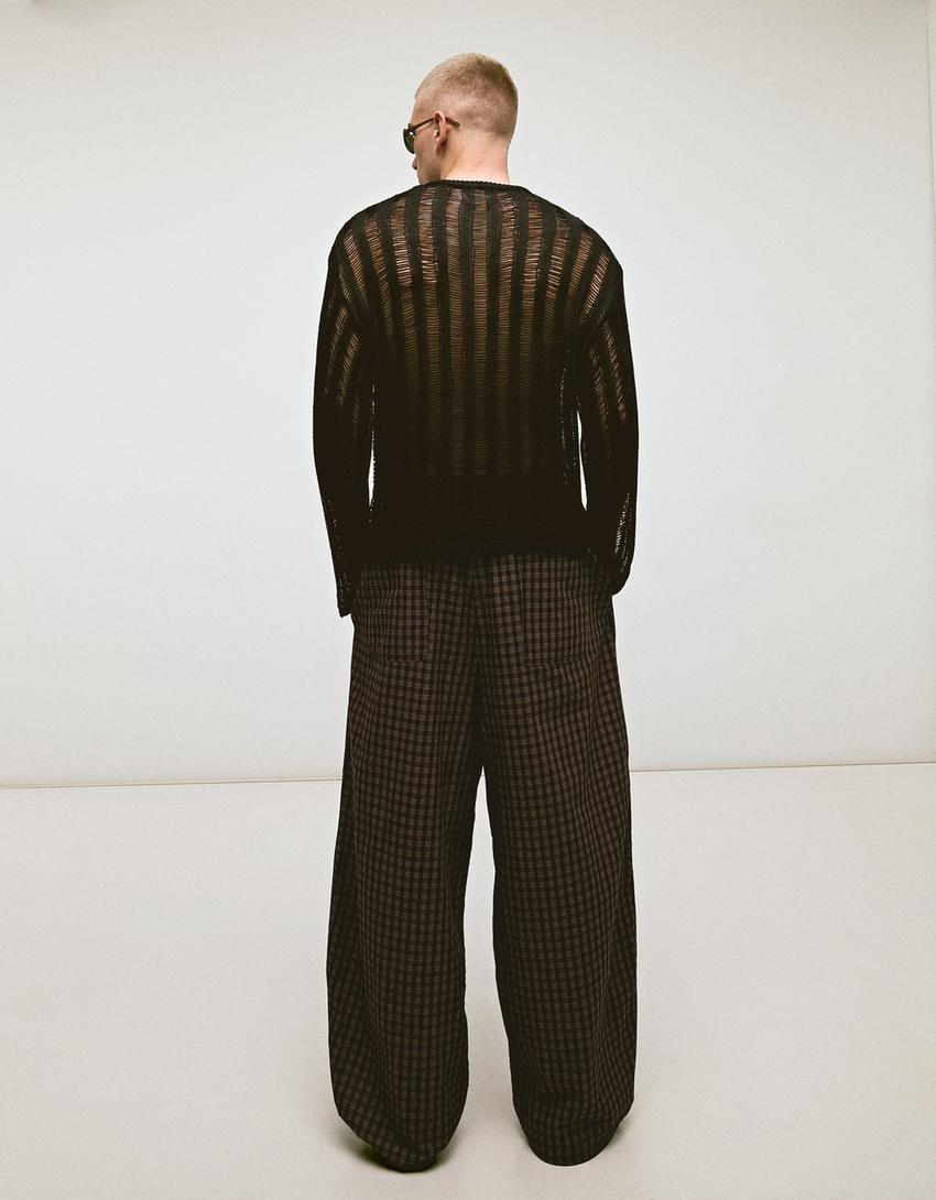 Pantalón jogger cuadros-Negro