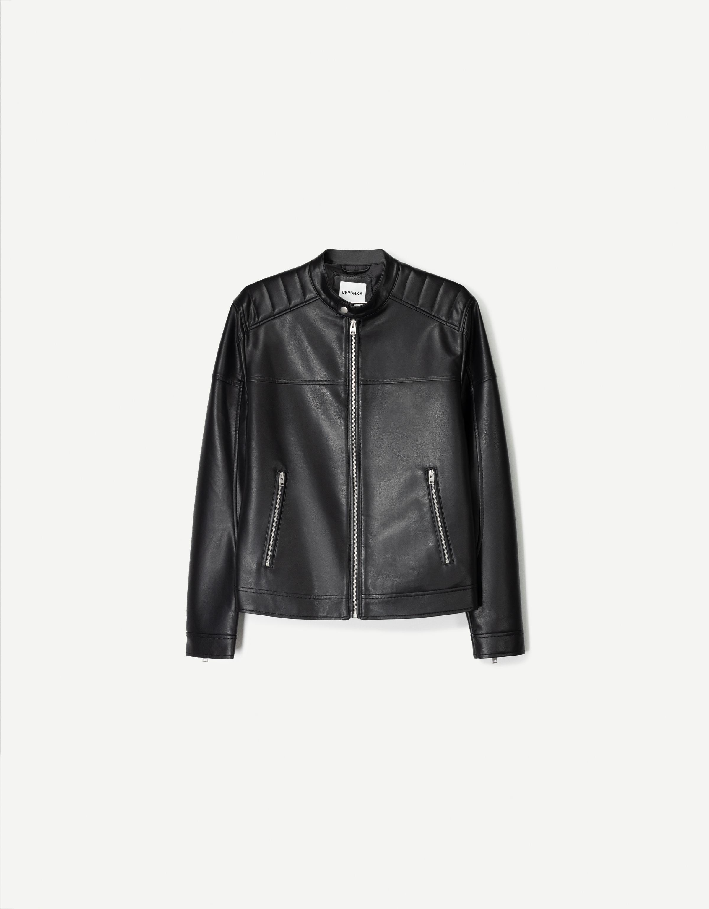 Leather effect biker jacket with zippers - Outerwear - Men Leather effect biker jacket with zippers - Outerwear - Men
