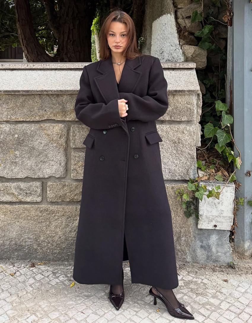 Sobretudo de lã oversize-Bordeaux