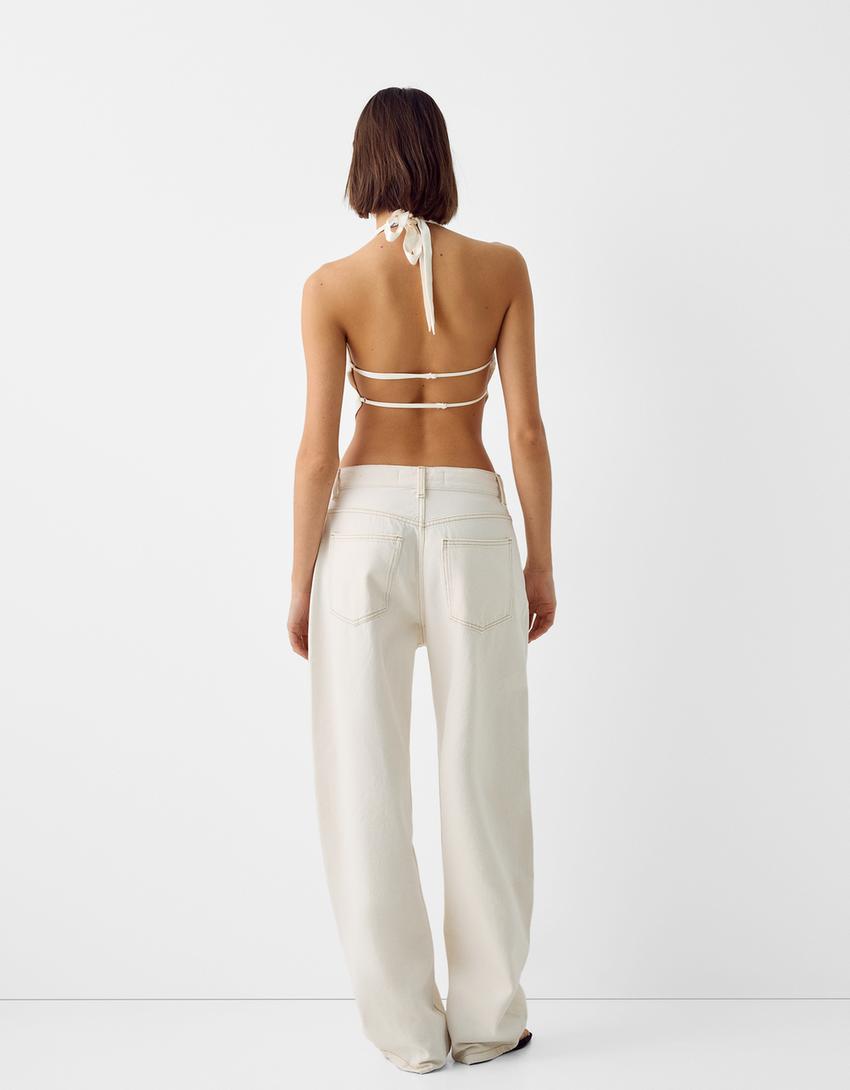 توب ساتان بربطة في الخلف-أبيض مطفي-1