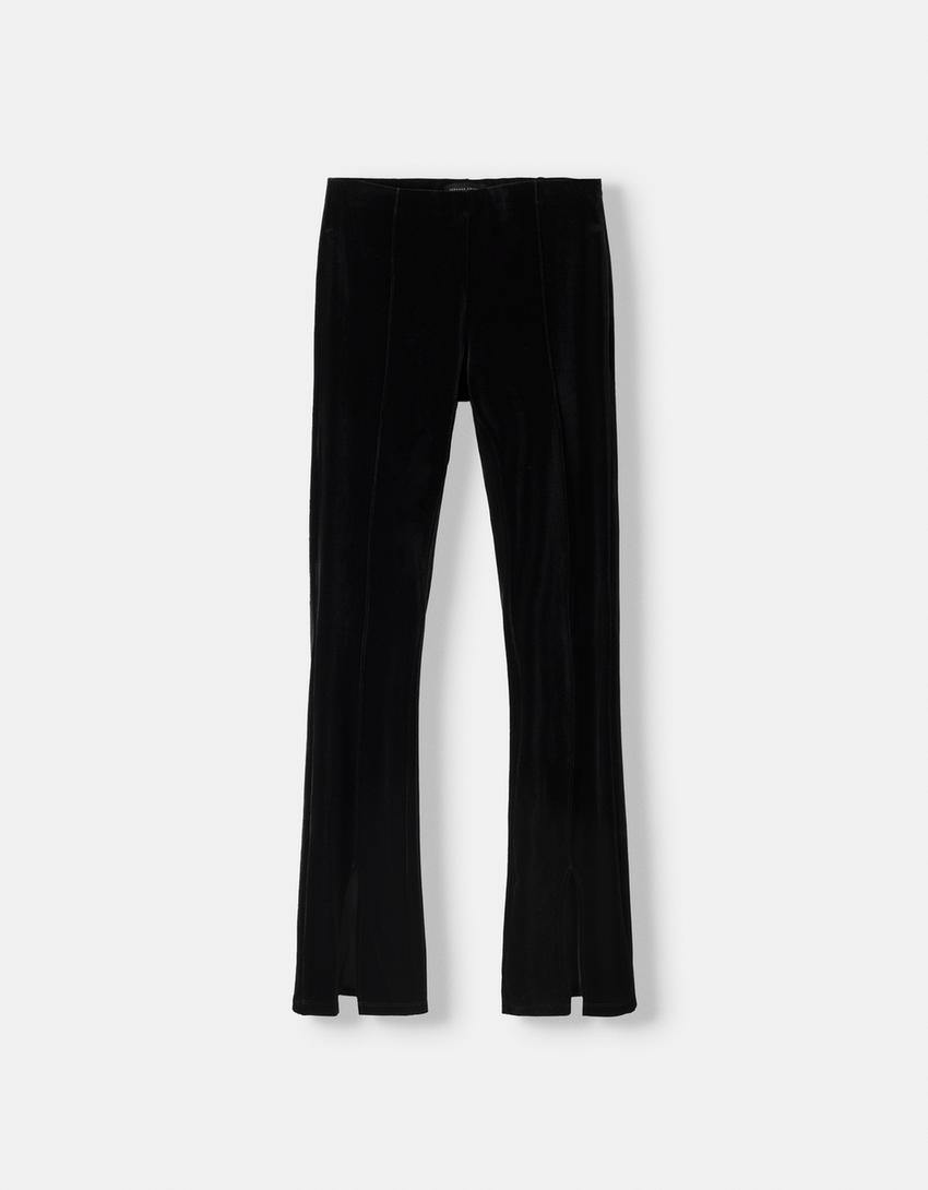 Pantalon flare velours fentes - Femme | Bershka