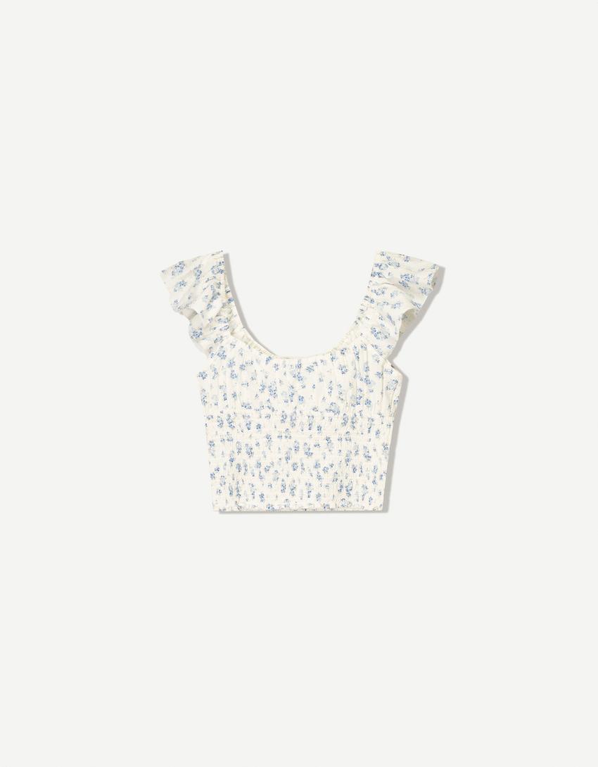 Top rustique froncé-Multicouleur