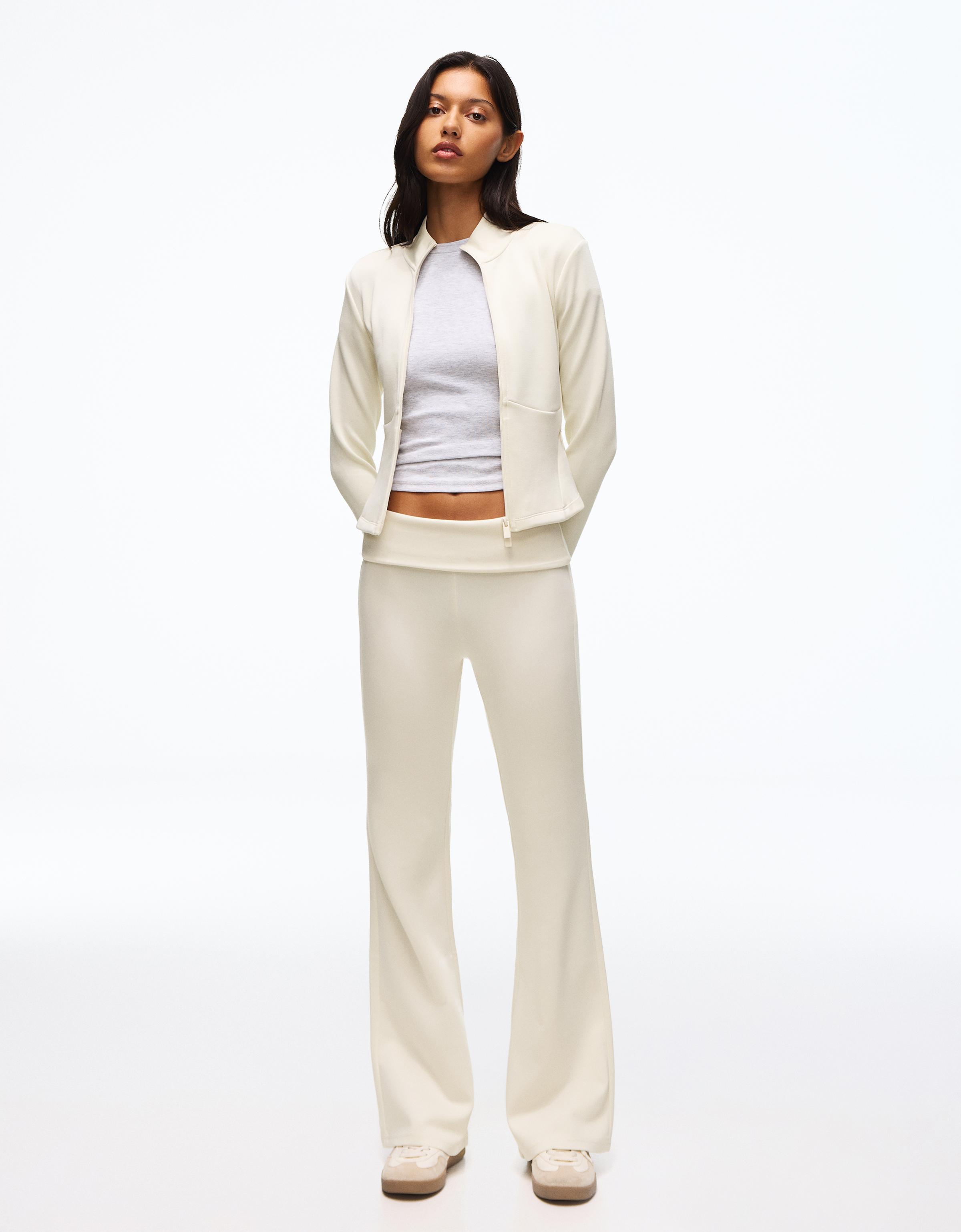 Flared modal trousers — Cream