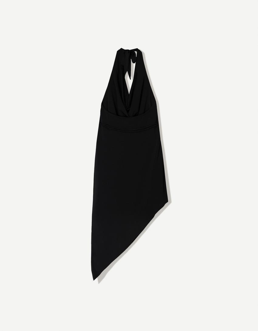 Rochie midi asimetrică inel-Negru-5