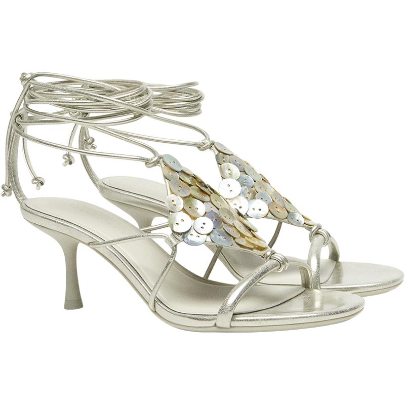 Heeled sandals with appliqués — ECRU