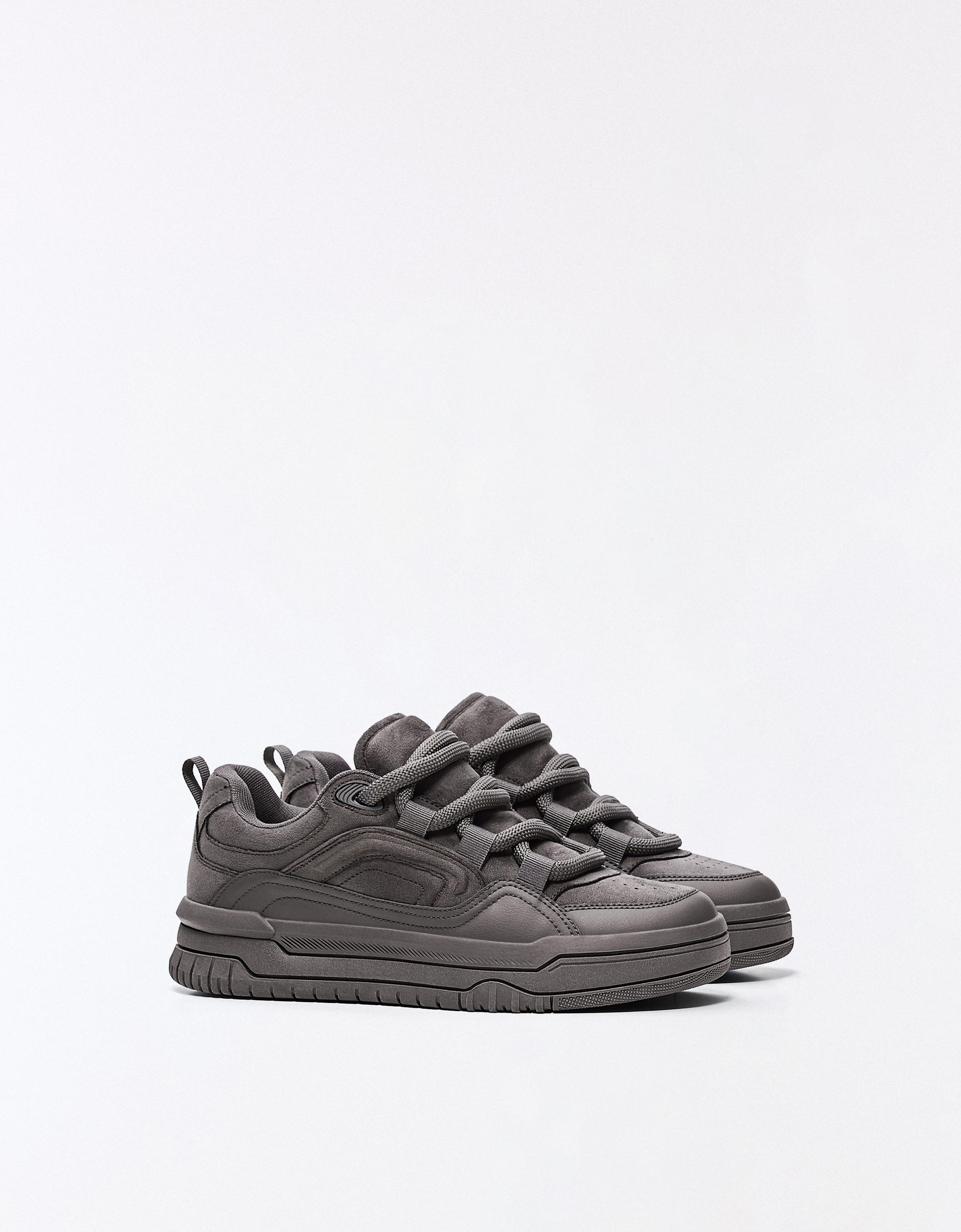 Bershka Zapatillas Skate Volumen Hombre Gris