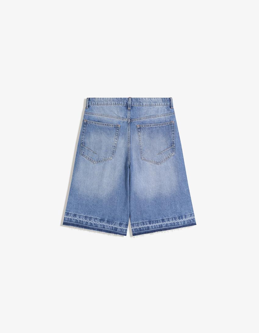 Baggy Bermuda shorts-Light blue