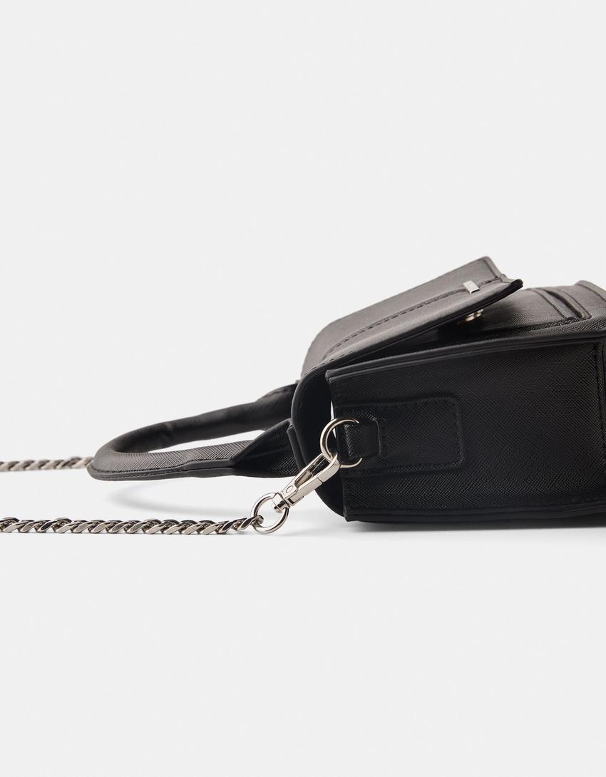 Sac bandoulière saffiano-Noir-1