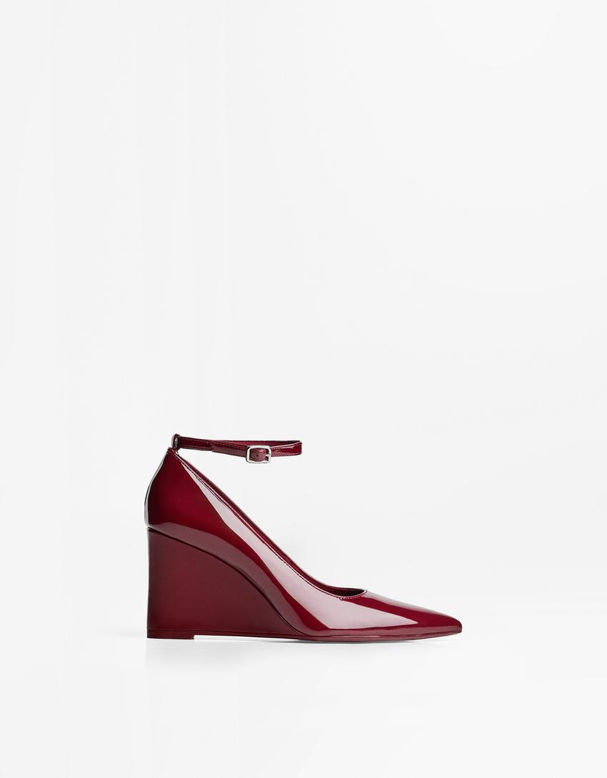Zapato tacón cuña pulsera-Rojo-0
