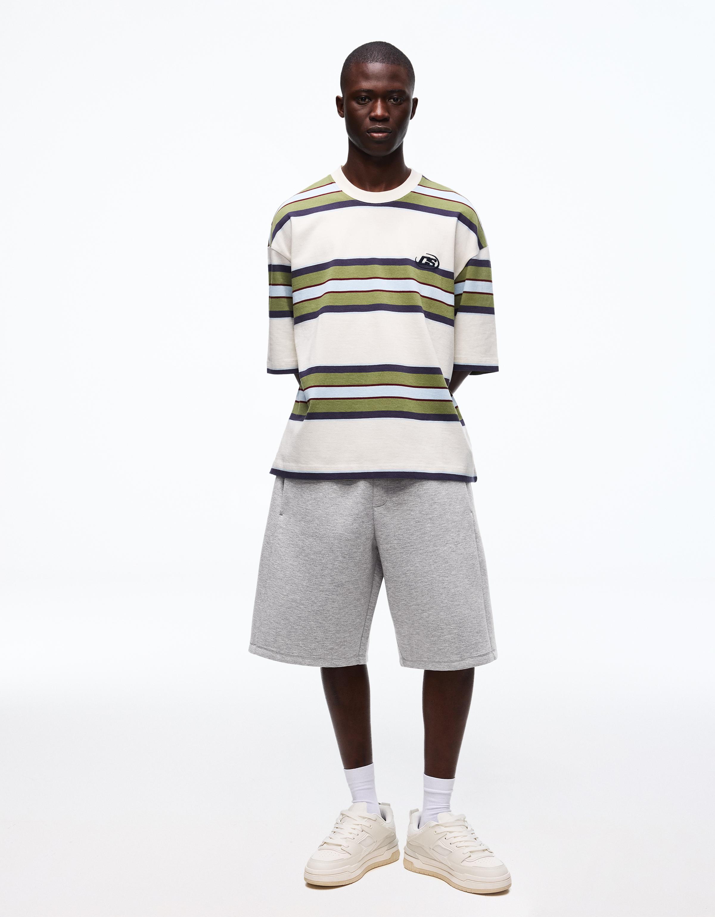 Oversize neoprene Bermuda shorts — Grey