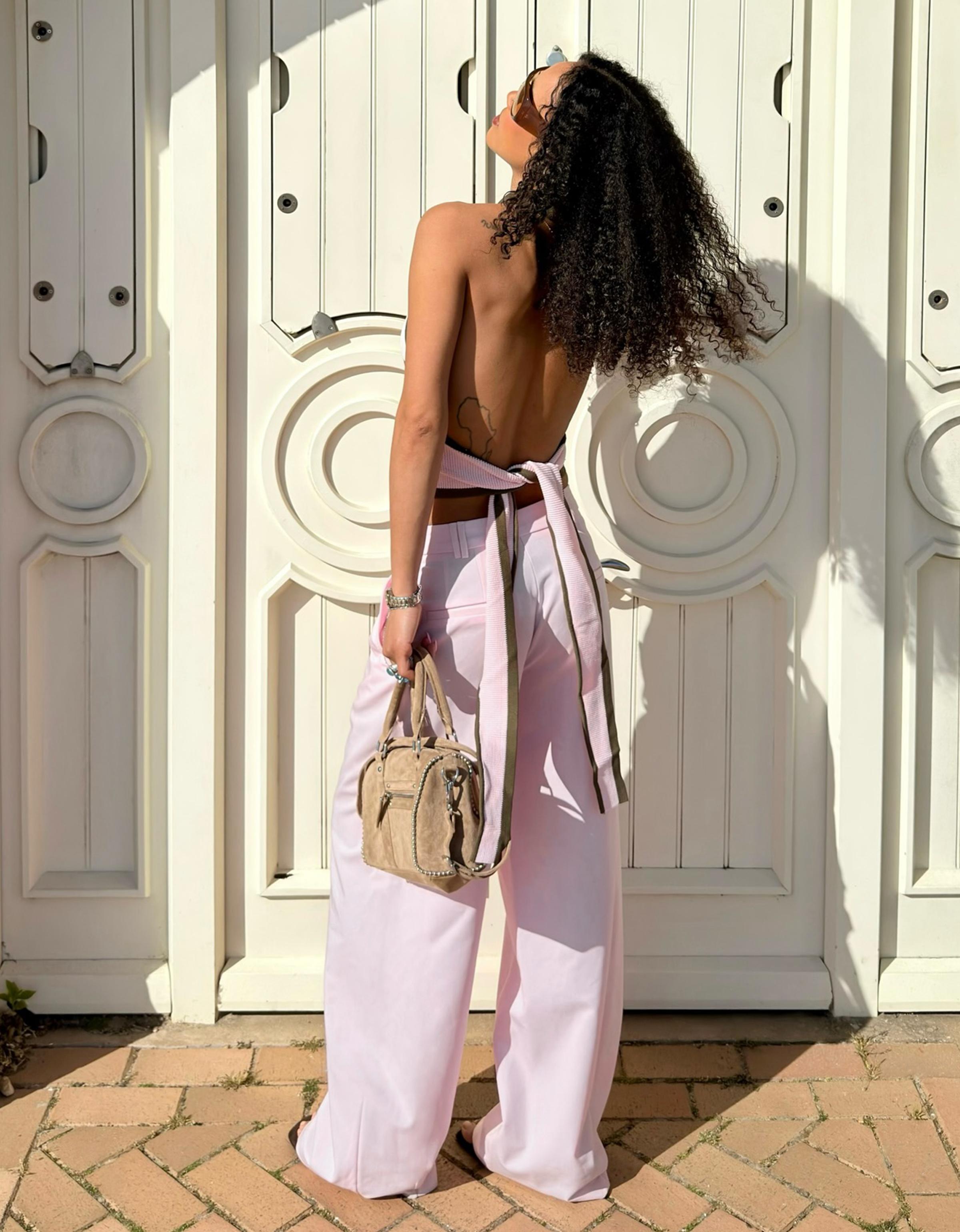 Double fabric volume trousers