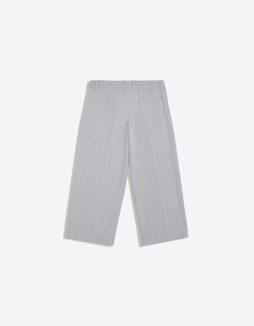 Straight fit kapri pantolon-Gri