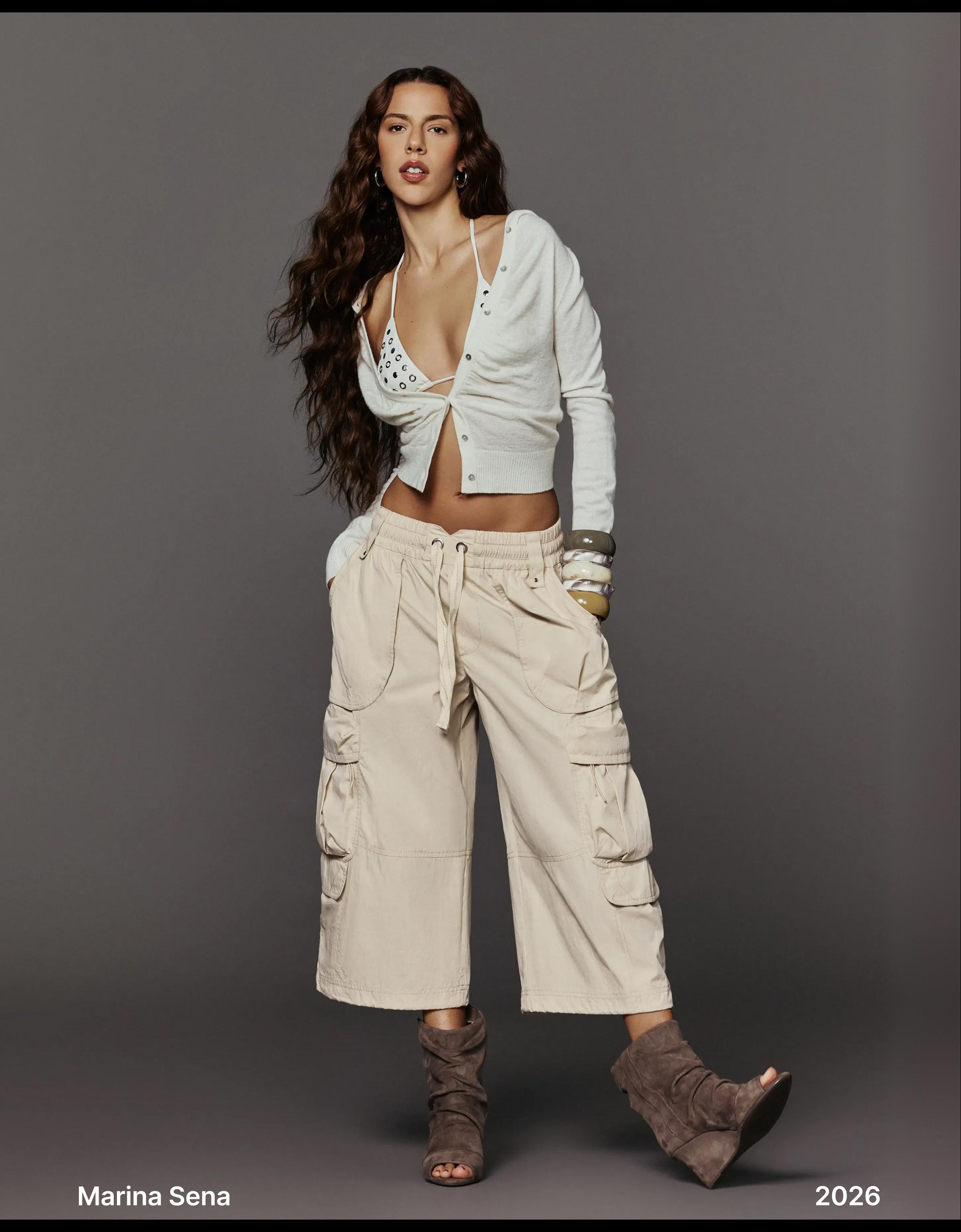 MARINA SENA technical cargo jort Bermuda shorts — Beige