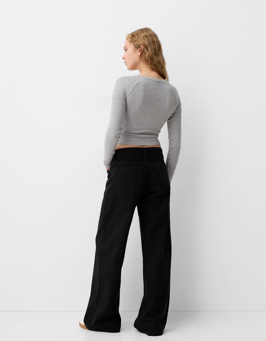 2-pack of long sleeve V-neck T-shirts - Women | Bershka