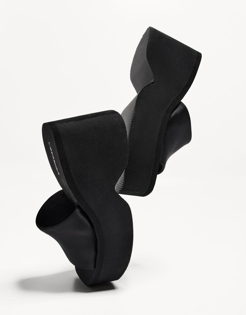 Platform mule sandals-BLACK