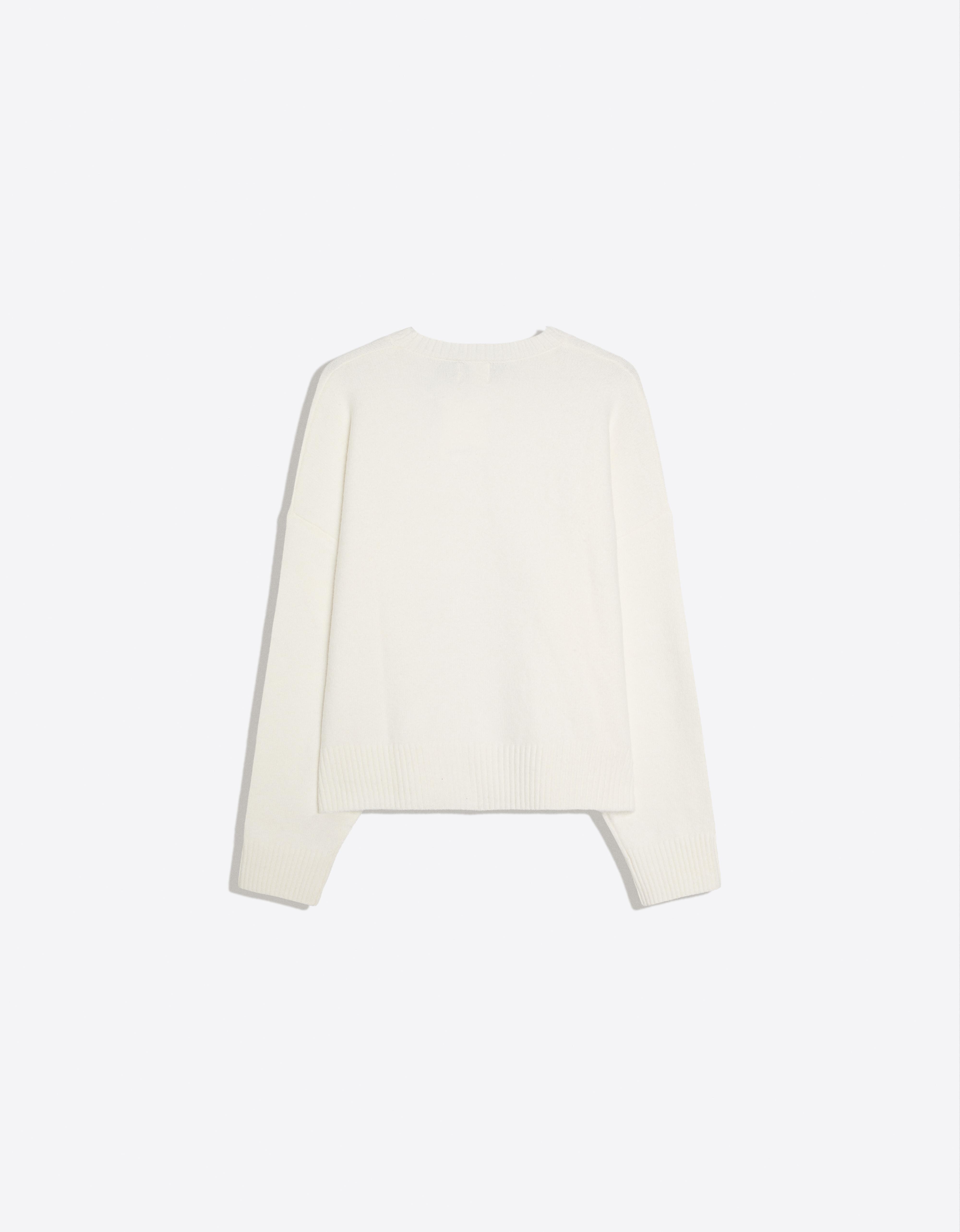 Boxy round neck jumper — White