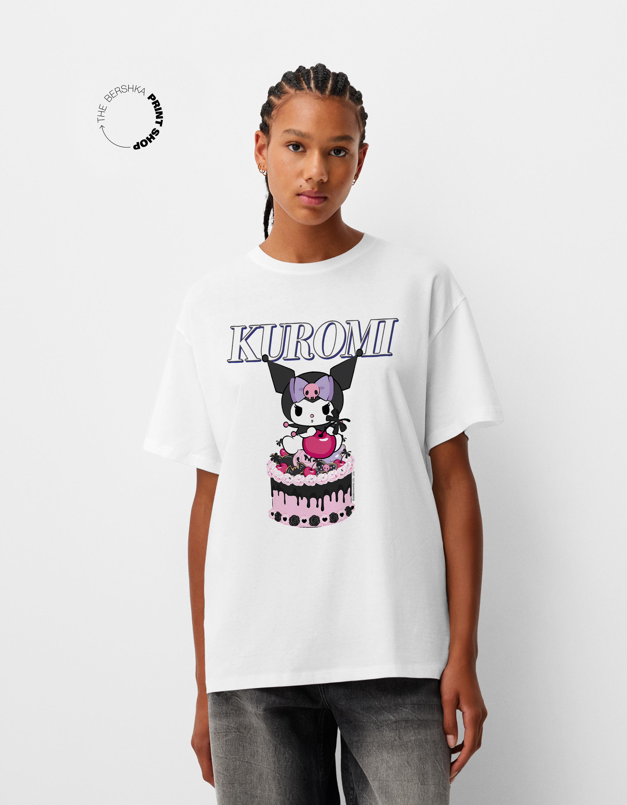 Bershka Oversize-T-Shirt Kuromi Mit Kurzen Ärmeln Damen S Grbrochenes Weiss