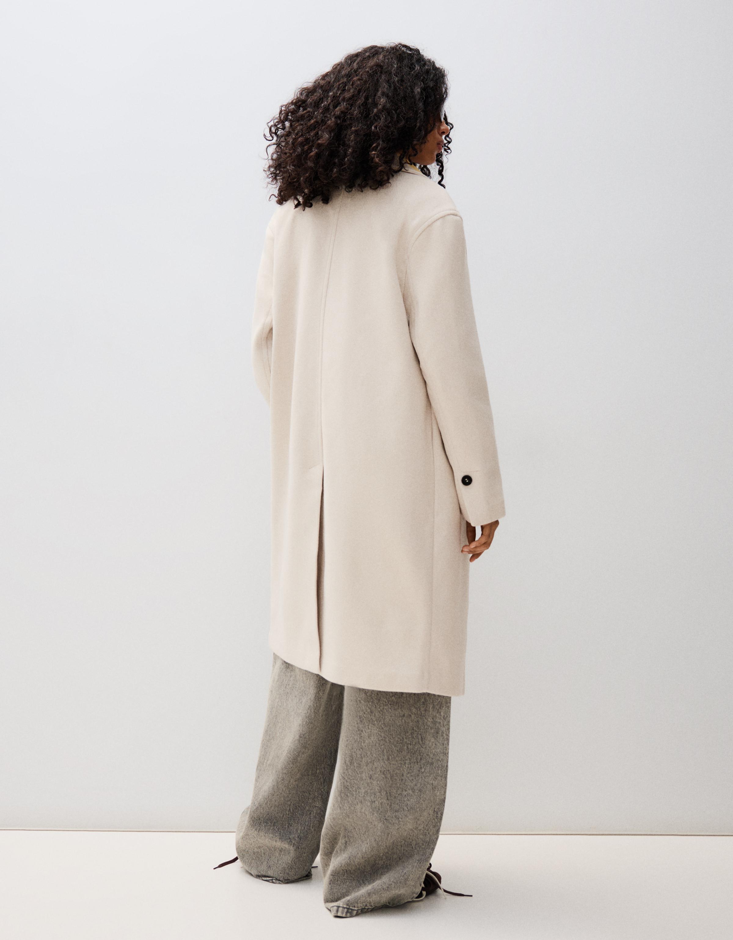 Soft-touch long coat — Sand