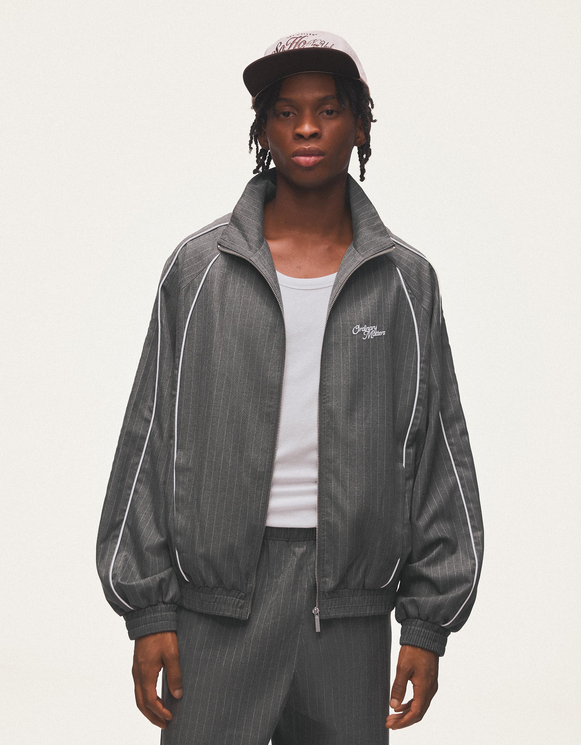 Bershka Cazadora Oversize Raya Diplomática Hombre L Gris Mezcla