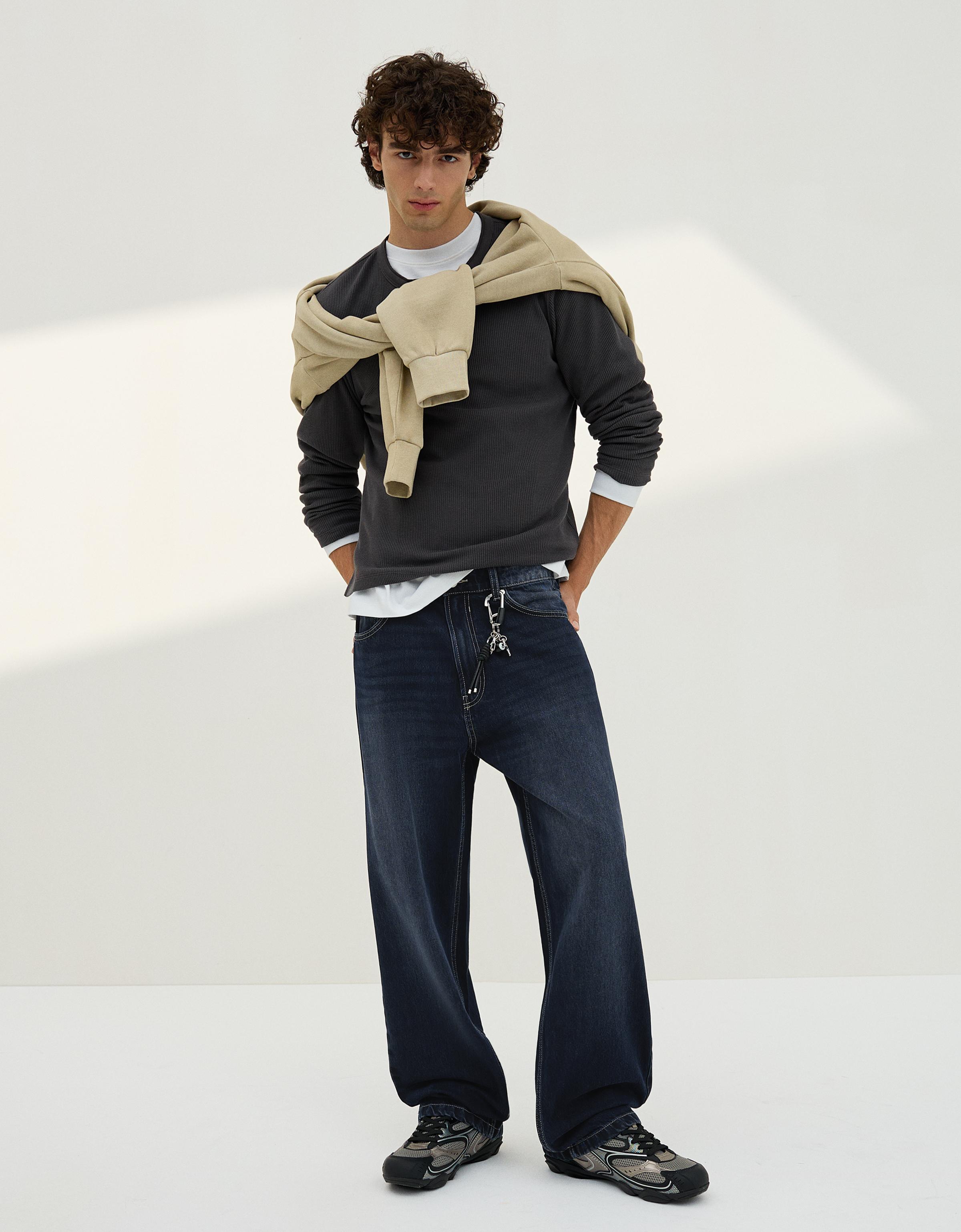 Bershka Baggy Jeans Herren 32 Dunkelblau