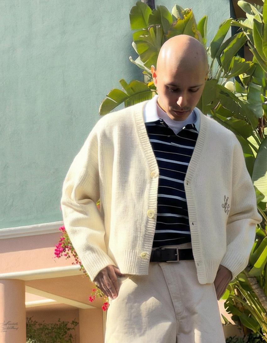 Chaqueta botones boxy print-Blanco roto