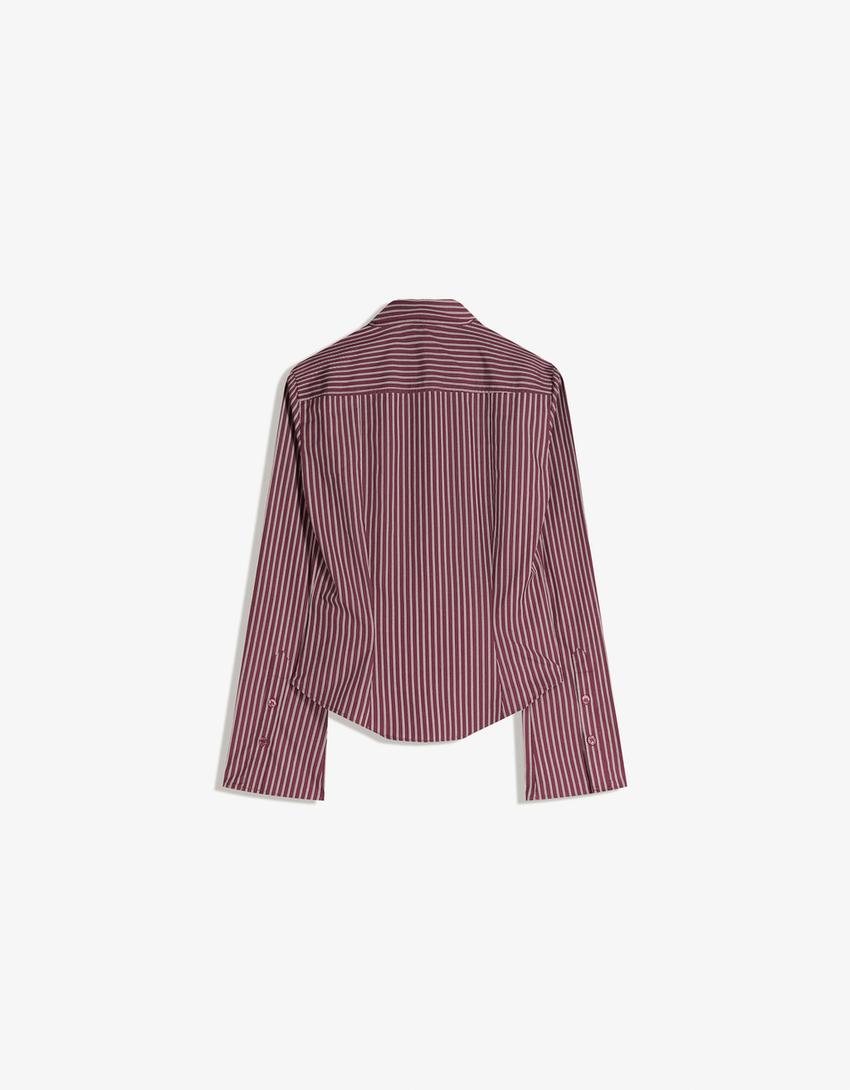 Camisa màniga de campana entallada-Granat